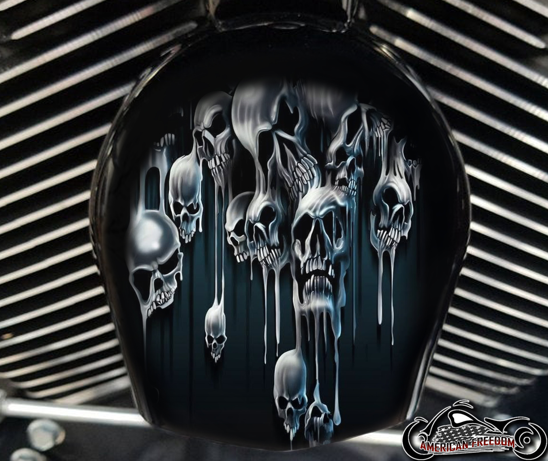 Custom Horn Cover - Melting Skulls - Click Image to Close